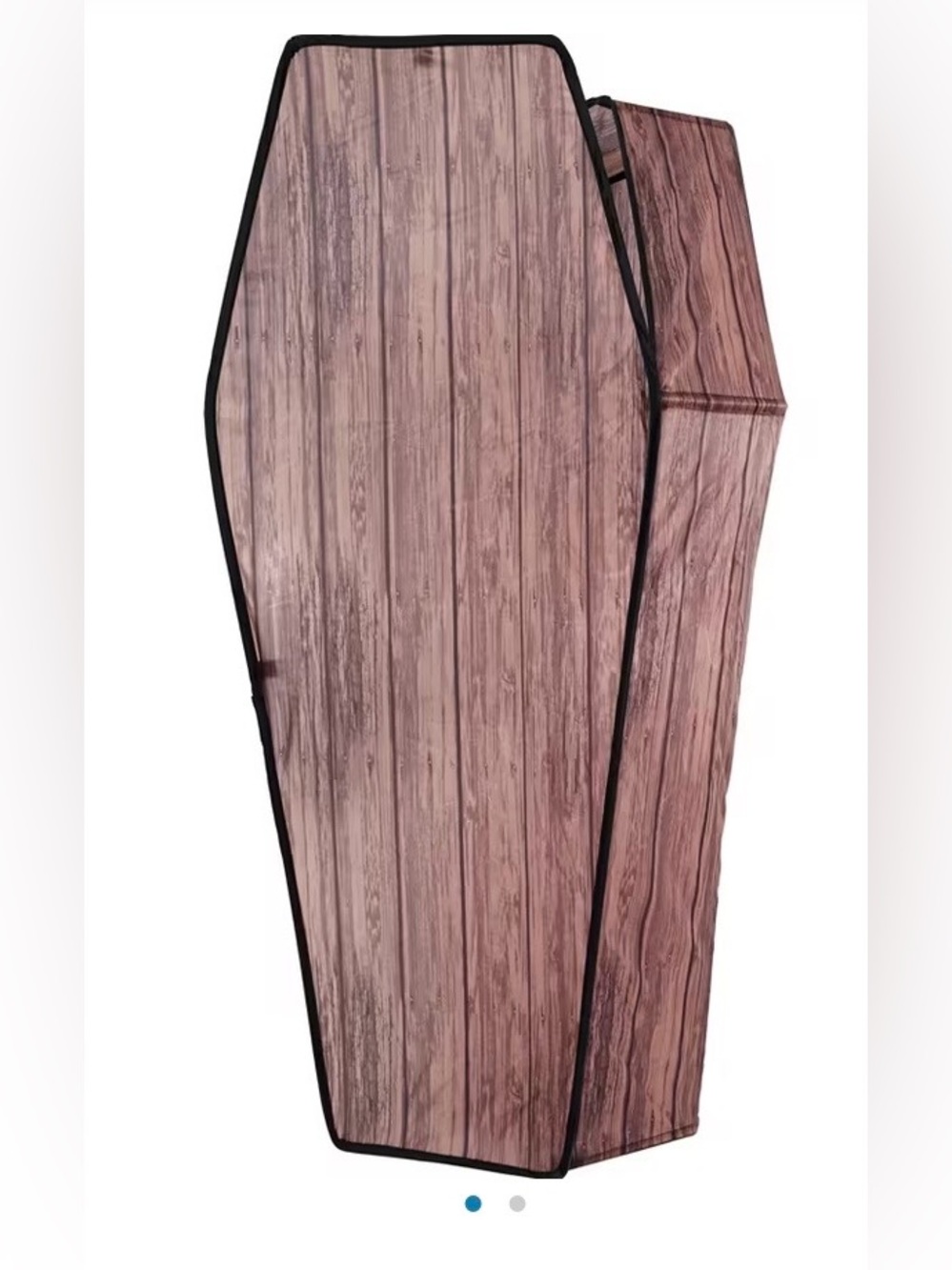 Life size Collapsable Brown Coffin Decoration w/ spring wire metal frame & lid